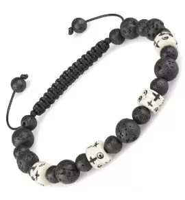 Браслет Шамбала из кости яка и лавового камня Everiot Select LNS-2255