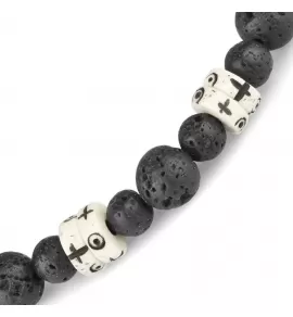 Браслет Шамбала из кости яка и лавового камня Everiot Select LNS-2255