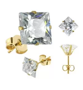 Серьги-гвоздики Everiot SESQG, от 3 до 10 мм, позолоченные с фианитом