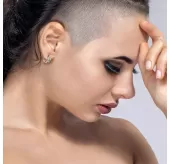 Женские серьги-кольца из стали с фианитами Spikes SE3527