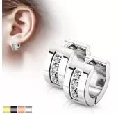 Женские серьги-кольца из стали с фианитами Spikes SE3527