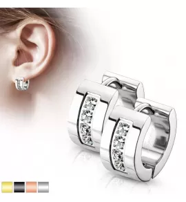 Женские серьги-кольца из стали с фианитами Spikes SE3527