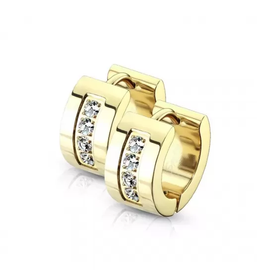 Женские серьги-кольца из стали с фианитами Spikes SE3527