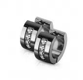 Женские серьги-кольца из стали с фианитами Spikes SE3527