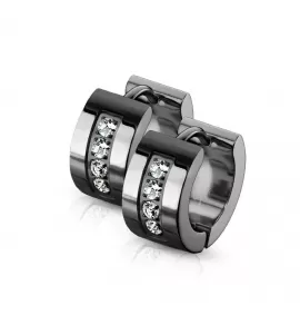 Женские серьги-кольца из стали с фианитами Spikes SE3527