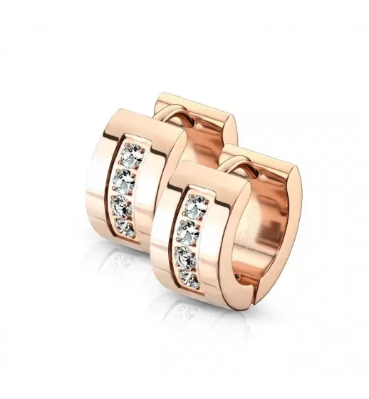 Женские серьги-кольца из стали с фианитами Spikes SE3527