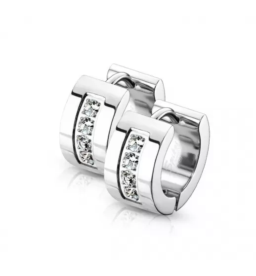 Женские серьги-кольца из стали с фианитами Spikes SE3527