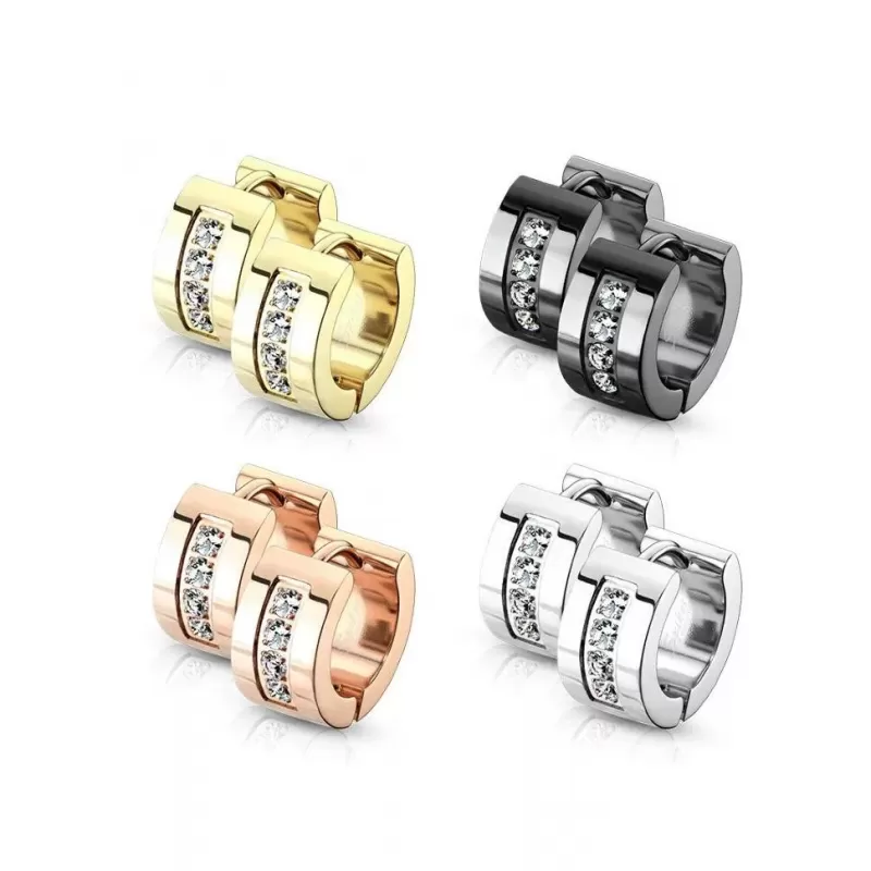 Женские серьги-кольца из стали с фианитами Spikes SE3527