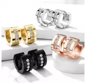 Женские серьги-кольца из стали с фианитами Spikes SE3527