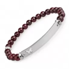 Женский браслет из граната на резинке Everiot Select LNS-2299 с пластиной для гравировки