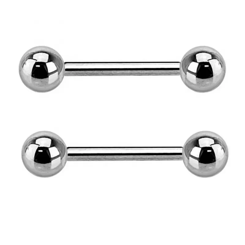 Штанги 2 шт. из стали PiercedFish 2xBS (1.2, 1.6 мм) для пирсинга уха, хеликса, индастриала, языка, брови, сосков (от 6 мм до 50 мм)