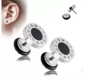 Серьги-гвоздики PiercedFish 2xPSFX-42 круглой формы (фейк плаги) с римскими цифрами