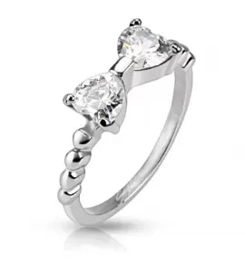 Кольцо из стали Spikes R-M2985 с сердечками из фианитов