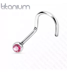 Титановая серьга-гвоздик (улитка) для пирсинга носа Pirslab T23NO3-P с фианитом