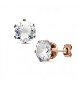 Серьги-гвоздики TATIC SERDR-C от 3 до 8 мм, под розовое золото с прозрачным фианитом