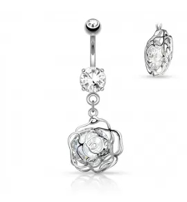 Пирсинг пупка банан PiercedFish N17401 из стали с подвеской в форме цветка