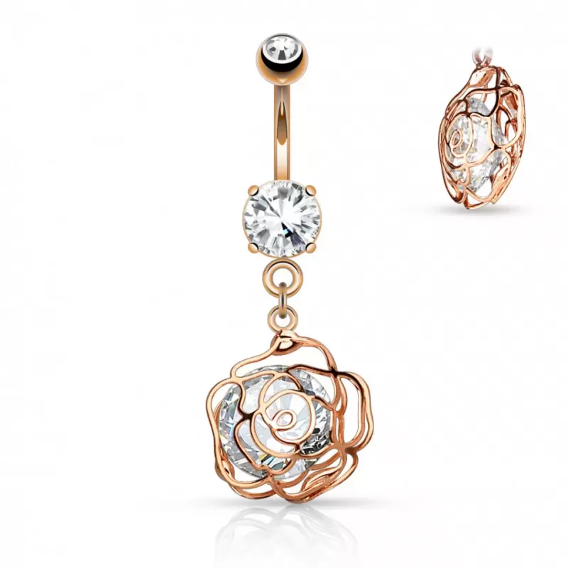 Пирсинг пупка банан PiercedFish N17401 из стали с подвеской в форме цветка