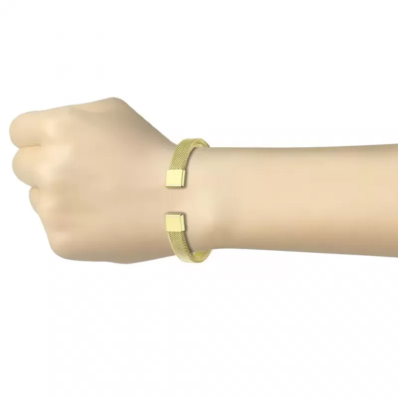 Жесткий сетчатый браслет-кафф из стали TATIC SBG-0995 незамкнутый