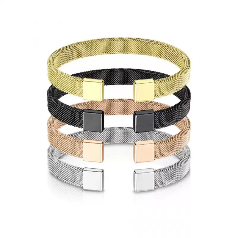 Жесткий сетчатый браслет-кафф из стали TATIC SBG-0995 незамкнутый