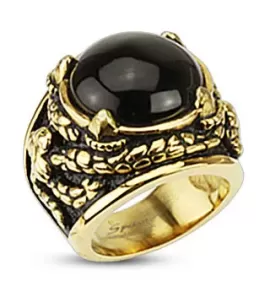 Перстень мужской из стали Spikes R-H2032 с имитацией черного оникса