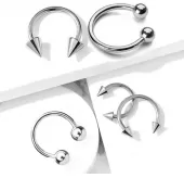 Набор 2 шт. циркуляры 8 и 10 мм из стали с шипами и шариками PiercedFish HS-HS02, в септум, хрящ уха, брови, смайл, сосков