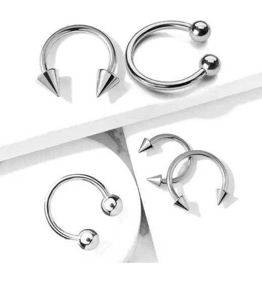 Набор 2 шт. циркуляры 8 и 10 мм из стали с шипами и шариками PiercedFish HS-HS02, в септум, хрящ уха, брови, смайл, сосков