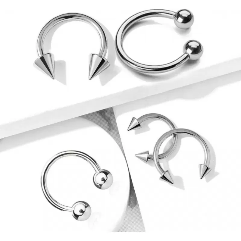 Набор 2 шт. циркуляры 8 и 10 мм из стали с шипами и шариками PiercedFish HS-HS02, в септум, хрящ уха, брови, смайл, сосков