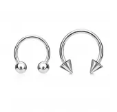 Набор 2 шт. циркуляры 8 и 10 мм из стали с шипами и шариками PiercedFish HS-HS02, в септум, хрящ уха, брови, смайл, сосков