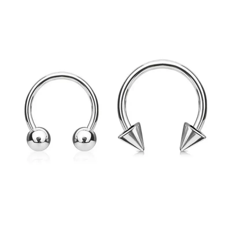 Набор 2 шт. циркуляры 8 и 10 мм из стали с шипами и шариками PiercedFish HS-HS02, в септум, хрящ уха, брови, смайл, сосков
