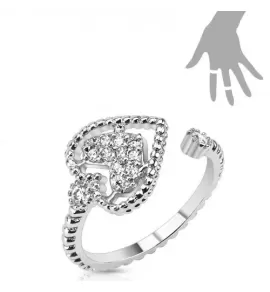 Кольцо безразмерное TATIC R-A003 с сердечком и фианитами