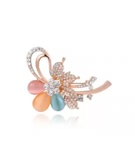 Брошь ROZI BR-02750B в форме цветка с кристаллами