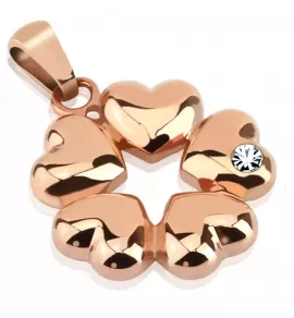 Кулон из стали TATIC SSPM-6387 с сердечками и фианитом