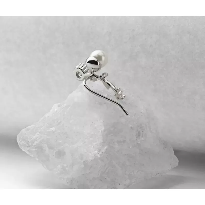 Серьги-зажимы TATIC EL-14 с фианитами и искусственной жемчужиной