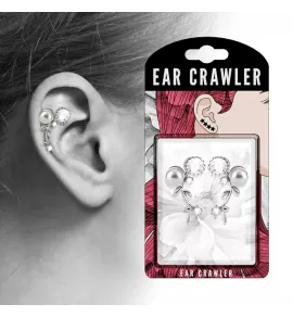 Серьги-зажимы TATIC EL-14 с фианитами и искусственной жемчужиной