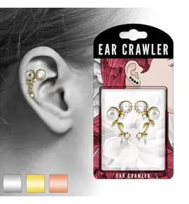 Серьги-зажимы TATIC EL-14 с фианитами и искусственной жемчужиной