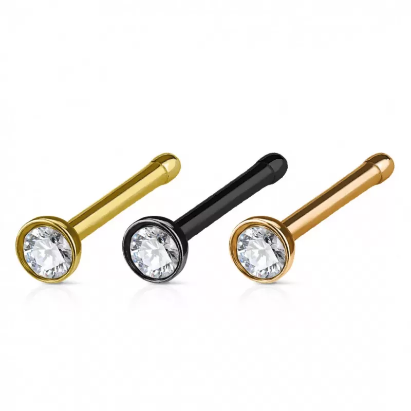 Пирсинг носа серьга гвоздик PiercedFish NOBT03 с фианитом