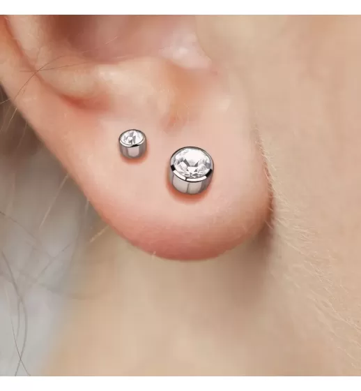 Титановые серьги-гвоздики (пусеты) TATIC T23ER02 с фианитом от 2,5 до 5 мм