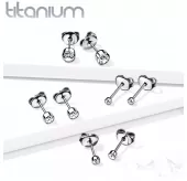 Титановые серьги-гвоздики (пусеты) TATIC T23ER02 с фианитом от 2,5 до 5 мм