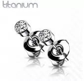 Титановые серьги-гвоздики (пусеты) TATIC T23ER02 с фианитом от 2,5 до 5 мм