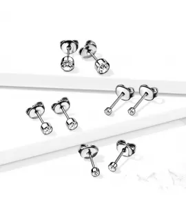 Титановые серьги-гвоздики (пусеты) TATIC T23ER02 с фианитом от 2,5 до 5 мм