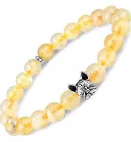 Браслет на резинке из цитрина с головой бульдога Everiot Select LNS-2052