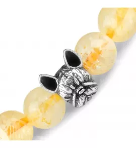 Браслет на резинке из цитрина с головой бульдога Everiot Select LNS-2052