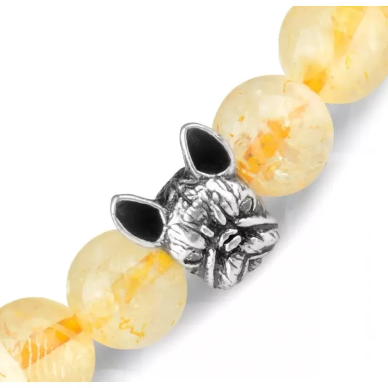 Браслет на резинке из цитрина с головой бульдога Everiot Select LNS-2052