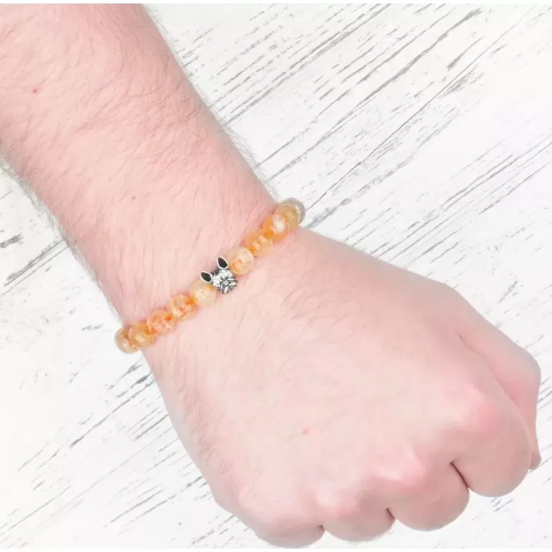 Браслет на резинке из цитрина с головой бульдога Everiot Select LNS-2052