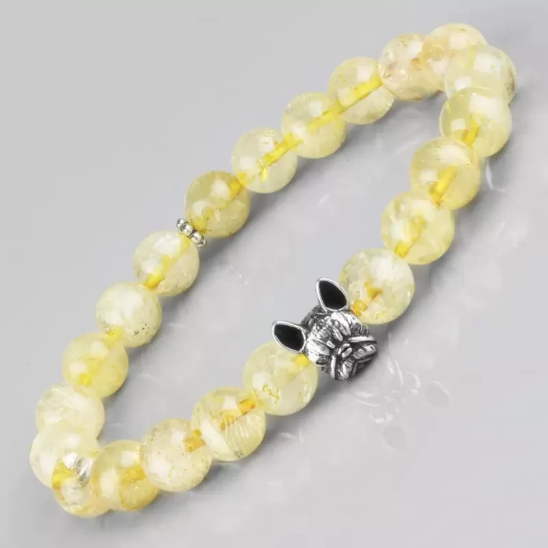 Браслет на резинке из цитрина с головой бульдога Everiot Select LNS-2052