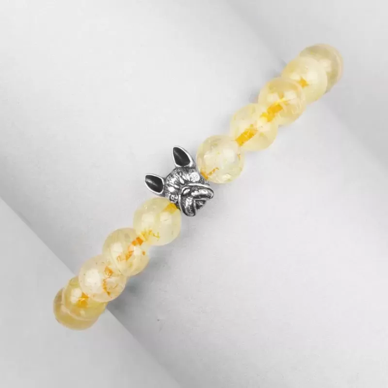 Браслет на резинке из цитрина с головой бульдога Everiot Select LNS-2052