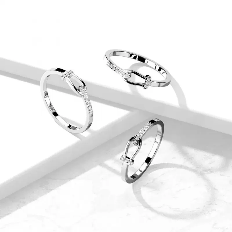 Женское кольцо пряжка ремня из ювелирной стали TATIC RSS-7759 с фианитами