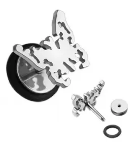 Серьга PiercedFish PSFX-46 в форме бабочки (имитация плага)