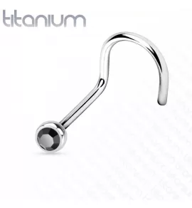 Титановая серьга-гвоздик (улитка) для пирсинга носа Pirslab T23NO3-K с фианитом