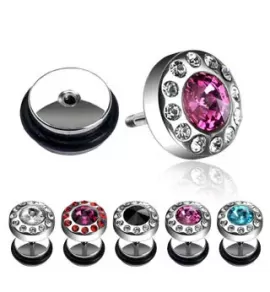 Серьга PiercedFish PSFX-08 с фианитами (плаг обманка)